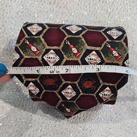 Vintage Silk Tabasco Red and Black Geometric Tie - Picture 5 of 5